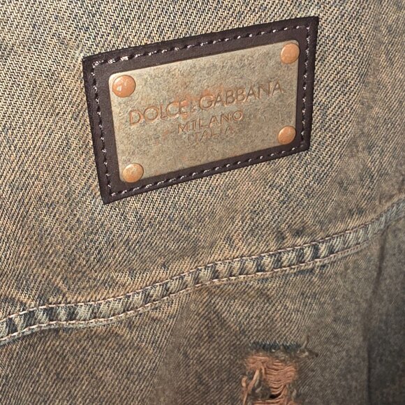 Dolce & Gabbana Jacket For Men Brown Tan Jean Cotton Made In Italy - Picture 6 of 11